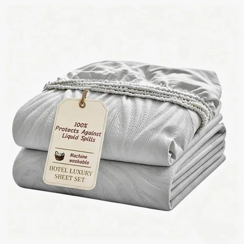 Vista 9 de Protector de colchón impermeable azul individual XL con protector de almohada, protege contra derrames de líquidos, suave, silencioso
