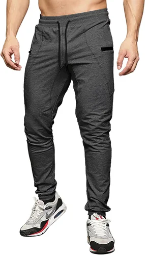 Vista 3 de MAIKANONG Pantalones deportivos ajustados para hombre, pantalones de entrenamiento para gimnasio, correr, atletismo, casual