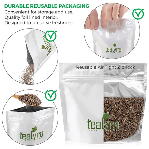 Vista 2 de Tealyra - Té Pu'erh maduro - Hoja suelta de 20 años de Yunnan - China - 100% natural - Nivel de cafeína alto - Té negro envejecido Pu Er - 7.76 oz