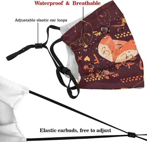 Vista 4 de Mascarilla lavable de zorro transpirable y reutilizable para adultos, color negro, Negro
