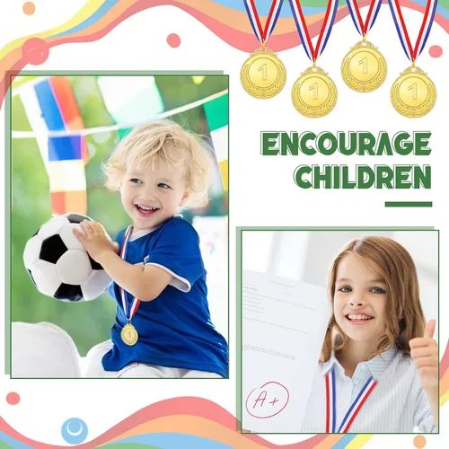 Vista 5 de Yinkin Medallas de oro para niños, medallas para niños, medallas ganadoras con cinta, medallas de primer lugar para competiciones deportivas