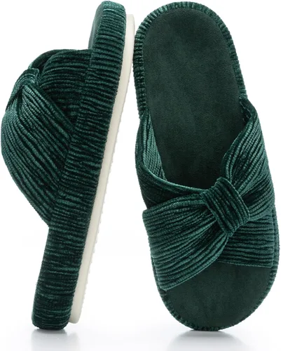 Vista 17 de Chantomoo - Pantuflas para mujer de espuma viscoelástica para la casa con cordón, lazo y tiras cruzadas, zapatos de cama cómodos y de moda