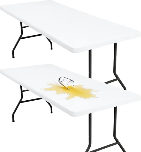 Vista 11 de Mantel rectangular elástico ajustable de 4 pies, funda de tela impermeable, mantel de poliéster lavable para cenas, fiestas, otoño