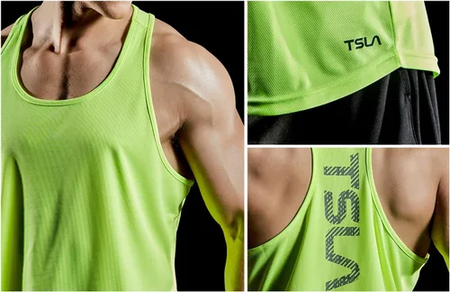 Vista 9 de TSLA - Camisetas deportivas sin mangas para hombre, Dry Fit, con espalda en Y, para entrenamiento, gimnasio o fisicoculturismo, paquete de 3