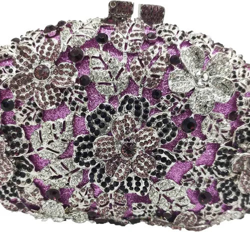 Vista 13 de Boutique De FGG Bolso de noche de flores de embrague de cristal de lujo para mujer, bolso de boda nupcial, bolso