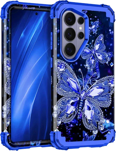 Vista 30 de Miqala Funda para Galaxy S21 FE 5G, brilla en la oscuridad, tres capas, resistente, protección a prueba de golpes, parachoques de plástico