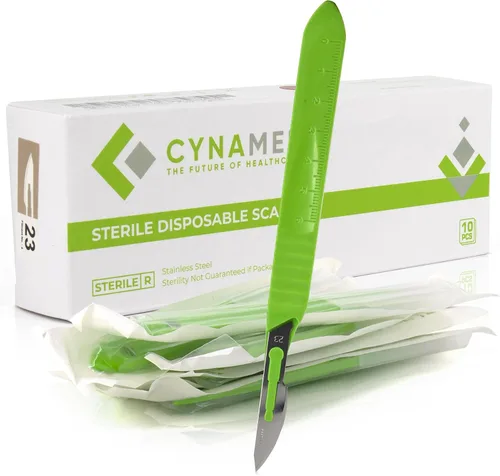 Vista 9 de Cynamed - Cuchillas de bisturí desechables Cuchillas afiladas de acero inoxidable templado Paquete de 10 cuchillos de bisturí estériles Mango