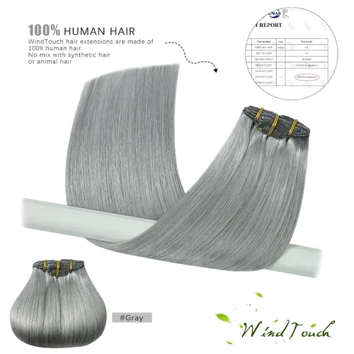 Vista 27 de WindTouch - Extensiones de cabello humano real con clip, color marrón claro a rubio con reflejos #6P613, 22 pulgadas, 4.33 onzas, 7 piezas #6p613