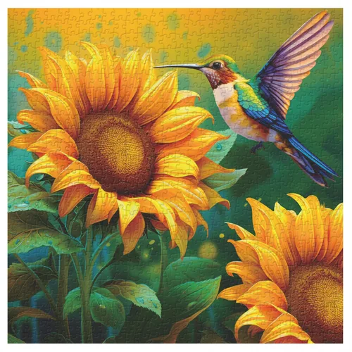 Vista 9 de Rompecabezas de 1000 piezas para la familia de pájaros lindos para adultos, coloridos pájaros con sombreros y bufandas, rompecabezas de animales