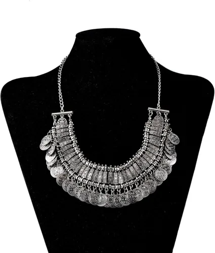 Vista 2 de LUREME Vintage Grabado Coin Bib Declaración Collar Clavícula Collar (01003295)