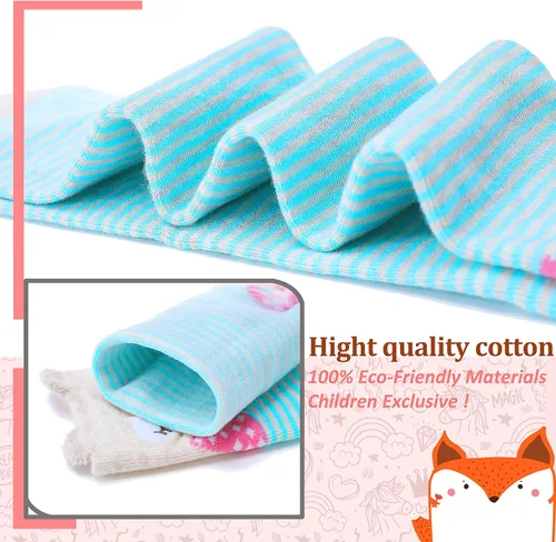 Vista 5 de MOGGEI 6 pares de calcetines hasta la rodilla para niños y niñas de regalo largos locos tontos altos divertidos lindos animales para niños