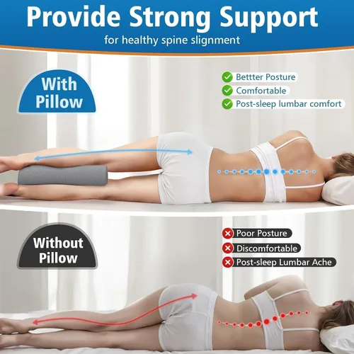 Vista 6 de Almohada grande de rodilla para dormir de lado, almohada de espuma viscoelástica de media luna para piernas, almohada de elevación de cuña de diseño