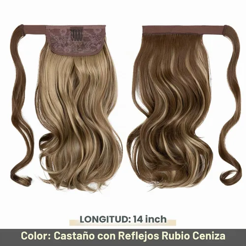 Vista 2 de CJL HAIR 14" Extensión de cola de caballo corta con cabello rizado y ondulado, clip en la cola de caballo, extensión de pelo sintético falso