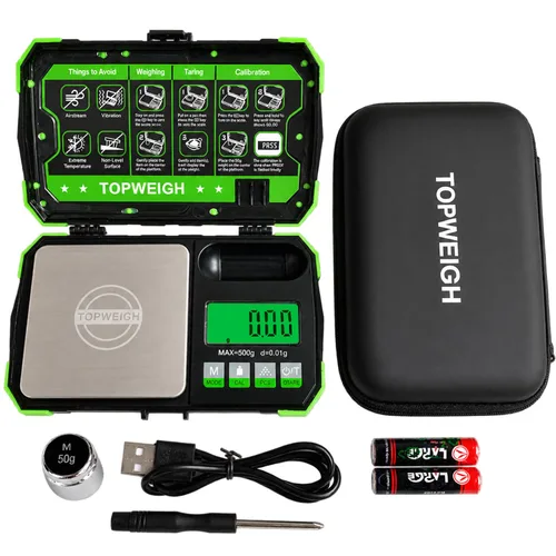 Vista 10 de Báscula de gramos con funda con cremallera, 17.64 oz x 0.0004 oz Verde