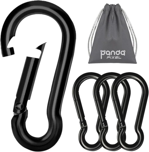 Vista 11 de Pixel Panda Accesorios de fitness, 3.1 pulgadas de carga de mosquetón de 800 libras, paquete de 4 y 2 accesorios de cable de mango D