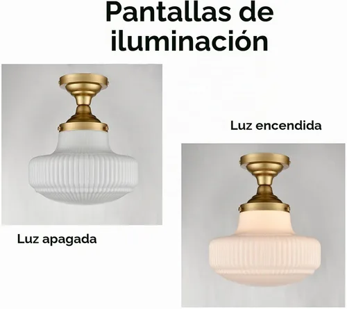 Vista 7 de CLAXY - Lámpara de techo moderna dorada con pantalla acanalada semiempotrada