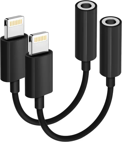 Vista 8 de Paquete de 1 adaptador Lightning a conector de auriculares de 0.138 in con certificación MFi de Apple para iPhone, adaptador auxiliar para iPhone