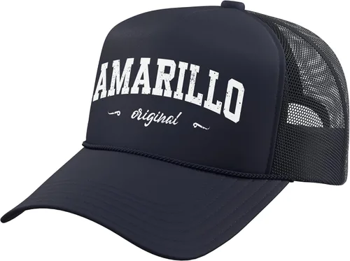 Vista 8 de Amarillo Texas Sport Souvenir Trucker Hat con espalda de malla ajustable