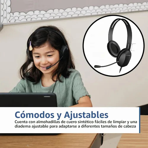 Vista 2 de Cyber Acoustics AC-4000 Auriculares estéreo para PC con TuffCord reforzado Durable PC Headset with Stereo Audio, Reinforced Design, Adjustable