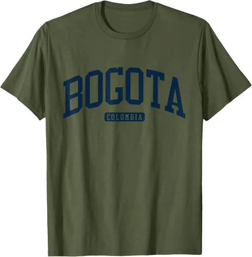 Vista 48 de Bogotá Colombia College University Style Camiseta azul marino, Blanco