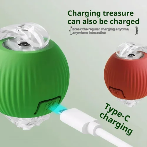 Vista 5 de Paquete de 3 juguetes automáticos para gatos, juguete interactivo de 360° para gatos de interior (rojo, gris, verde)