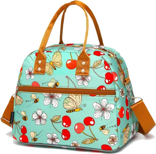 Vista 15 de FlowFly Fiambrera térmica con correa de hombro y asas para mujer, hombre y niños, amplia y reutilizable, congelable, bolso organizador de alimentos