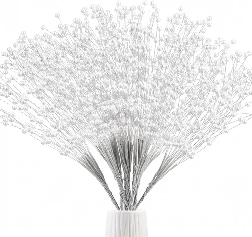 Vista 12 de SHAOQINLIN Ramo de perlas de 0.157 in, 50 varillas en aerosol para novia, boda, fiesta, decoración de mesa, decoración del día de la madre (dorado)