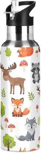 Vista 8 de BPA-Free Sport Water Bottle Insulated 20 Oz, Stainless Steel Vacuum Insulated Water Bottle for Gym Outdoor Travel School, Cute Woodland Animals Bears