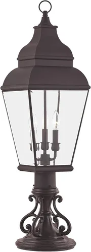 Vista 8 de Livex Lighting 2594-07 Poste exterior con pantallas de vidrio biselado transparente, bronce