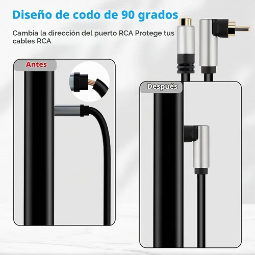 Vista 4 de Cable de extensión de audio RCA, cable RCA macho a hembra, cable de audio coaxial digital para cine en casa, HDTV, DVD, amplificadores, subwoofer