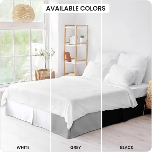 Vista 3 de LUX Décor Falda de Cama King de 16 Pulgadas de Caída - Falda de Cama Plisada de Microfibra Cepillada - Fácil Ajuste, Resistente a Arrugas y Negro
