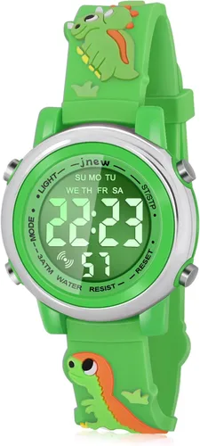 Vista 15 de Viposoon Relojes para niños con alarma impermeable, regalos de dinosaurios para niños y niñas de 3 a 10 años Verde militar