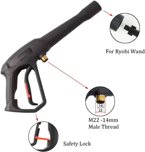 Vista 3 de Pistola de lavado de alta presión, pistola de gatillo de lavado eléctrico M22-0.551 in compatible con algunos Karcher, Ryobi, Powerstroke Electric