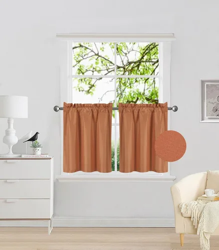 Vista 5 de Elegant Home - 2 paneles de cortina de tratamiento de ventana pequeña, con aislamiento, panel corto de 28 pulgadas de ancho x 24 pulgadas de largo
