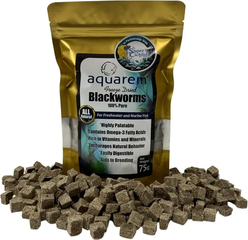 Vista 8 de Super Cichlids Gusanos negros de California liofilizados, totalmente naturales, perfectos para acuarios marinos y tropicales, alto contenido