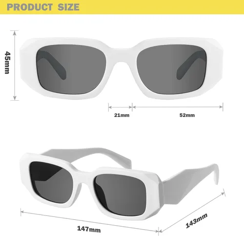Vista 5 de mosanana Gafas de sol rectangulares de moda para mujeres y hombres