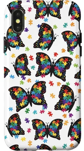 Vista 5 de Funda con patrón de rompecabezas de mariposa para iPhone 17