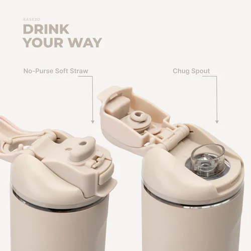 Vista 5 de HydroJug Ease2o - Botella de agua aislada de 24 onzas, tapa con popote y Duna