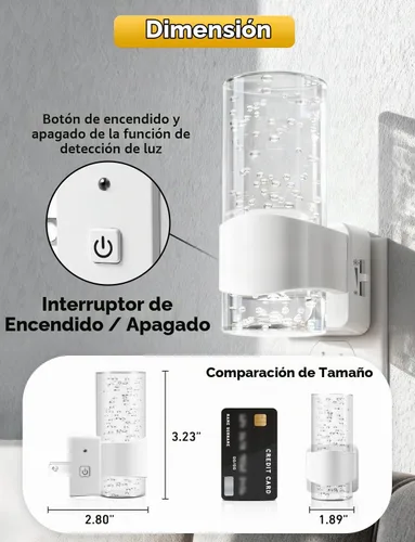 Vista 5 de Luces nocturnas enchufables en la pared, luz nocturna LED regulable con sensor de crepúsculo a amanecer, luz nocturna enchufable con brillo