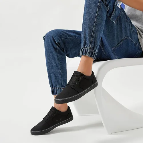Vista 9 de BENPAO Zapatos casuales blancos para hombre, zapatillas de deporte de moda negras para hombres, zapatos de lona con cordones
