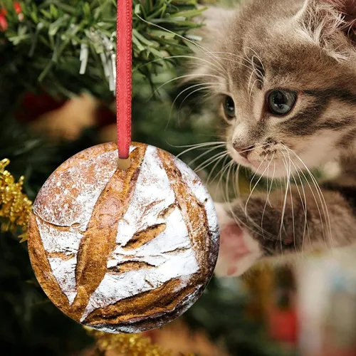 Vista 6 de Decoraciones navideñas de pan de masa madre para árbol, divertidos adornos de comida 2022, recuerdo conmemorativo colgante de vacaciones, regalos