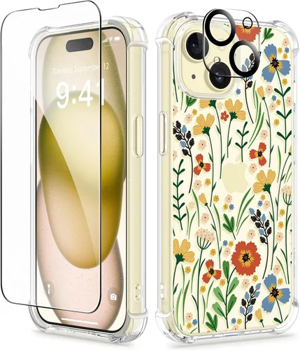 Vista 77 de GVIEWIN - Funda para iPhone 11 con protector de pantalla + protector de lente de cámara, cubierta protectora transparente suave de poliuretano