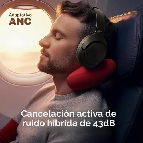 Vista 2 de QCY H3 ANC Auriculares Bluetooth sobre la oreja Cancelación activa de ruido, sonido de audio de alta resolución, conexión multipunto, reproducción