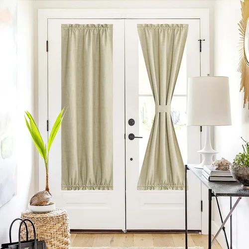 Vista 21 de NICETOWN Cortinas de Lino para Puerta Lateral - Cortinas Opacas con Aislamiento Térmico para Puerta Delantera Francesa para Sombra Pequeña