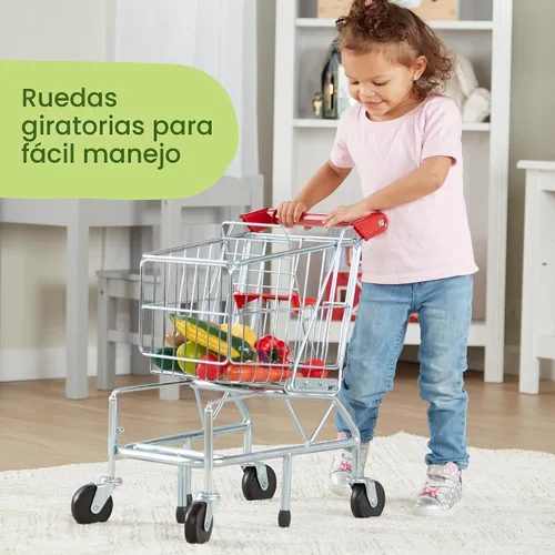 Vista 4 de Melissa & Doug - Carrito de compras con marco de metal resistente, Empaque estándar, Estándar