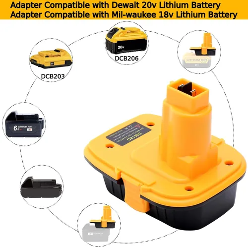 Vista 3 de Tulepowceeng Paquete de 2 adaptadores de batería DM18D compatibles con herramientas Dewalt de 18V, convertidor compatible con Dewalt de 20V