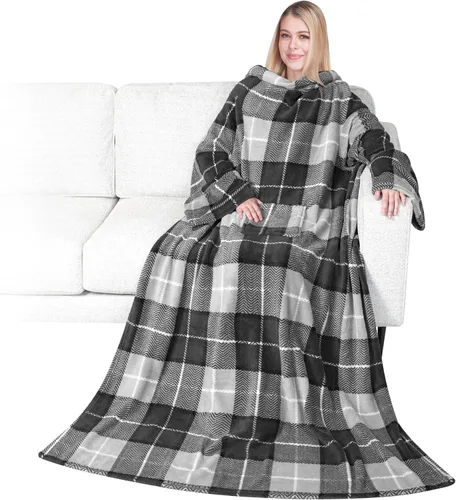 Vista 24 de PAVILIA Wearable Blanket with Sleeves for Adult Women Men, Cozy Fleece Warm Wrap Throw with Arms, Gifts for Christmas, Wife