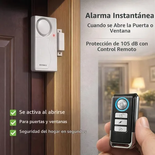 Vista 2 de Hendun Alarmas de puerta con control remoto, alarma de ventana