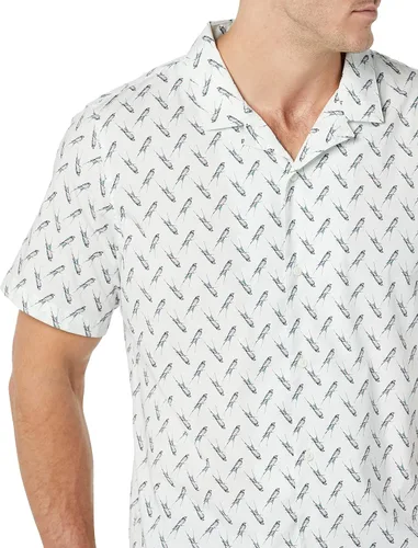 Vista 5 de Tienda Essentials Camisa de algodón vacacional para hombre, manga corta ajustada