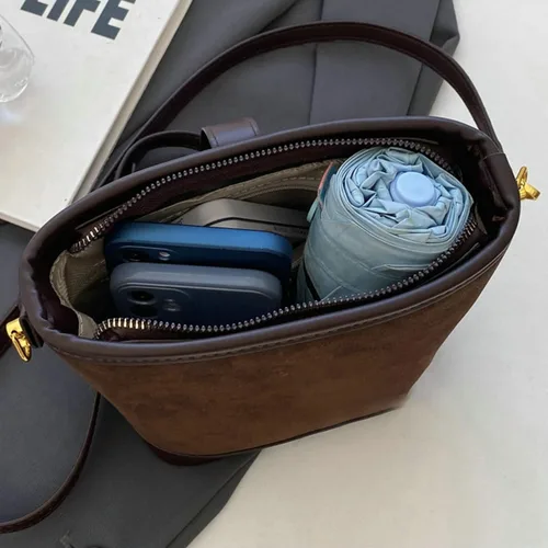 Vista 5 de Bolso del cubo de la vendimia, bolso de hombro del detalle de la hebilla